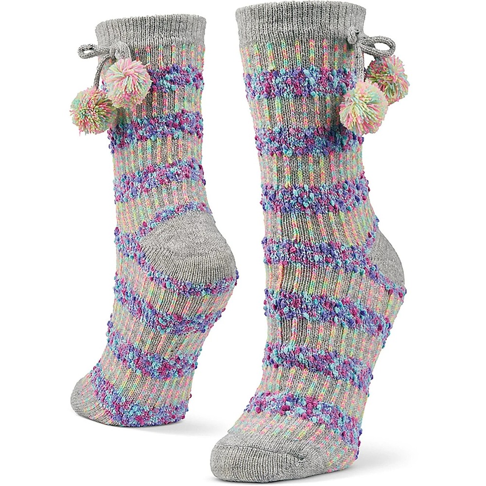 Magellan Outdoors Lodge Socks Womens 5-10 Aloe Purple Grey Ombre Popcorn Pom NWT